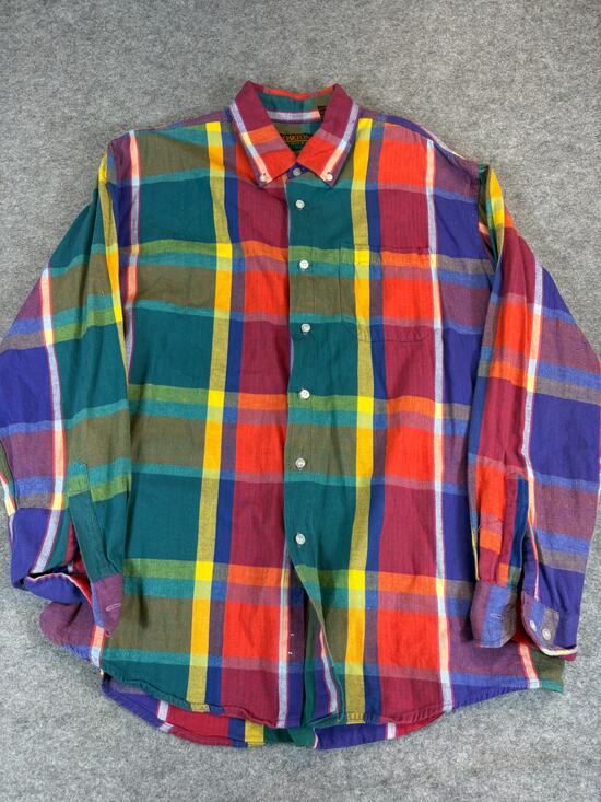 Oakton Other - VTG 90s Oakton Button Down Shirt Sz XL Tall Plaid Flannel Western Cowboy Cotton